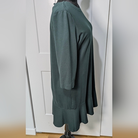 J. JILL Ponte Classic Green Knit 3/4 Sleeve Peplum Hem Shift Dress Women’s Sz L - Picture 5 of 11